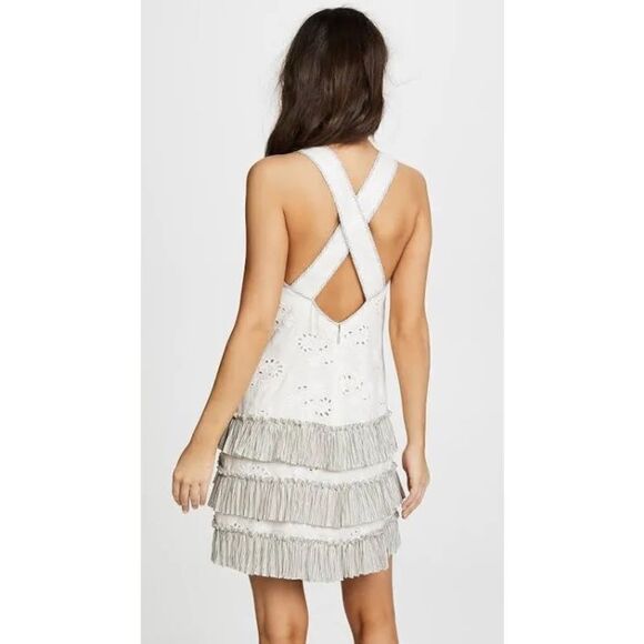 Rebecca Taylor Garden-Eyelet Sleeveless‎ Linen Cross Back Dress Size 8 - Picture 1 of 7